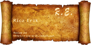 Ricz Erik névjegykártya
